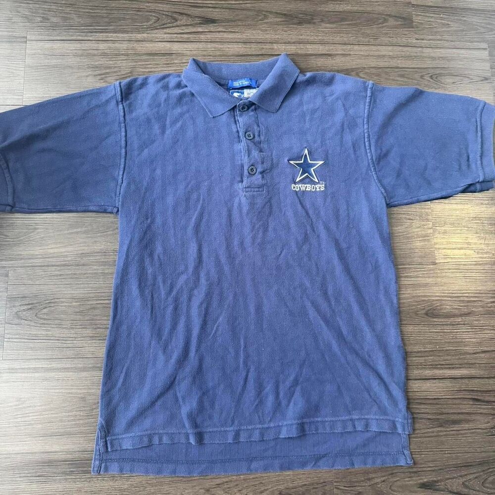 Vintage 00s Starter Dallas Cowboys navy polo shirt Size Large Embroidered
